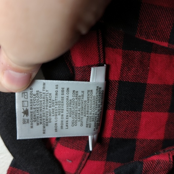 Bonnie Jean Red + Black Buffalo Plaid Shirt Dress Button Down Girls Size 10 - Picture 3 of 4